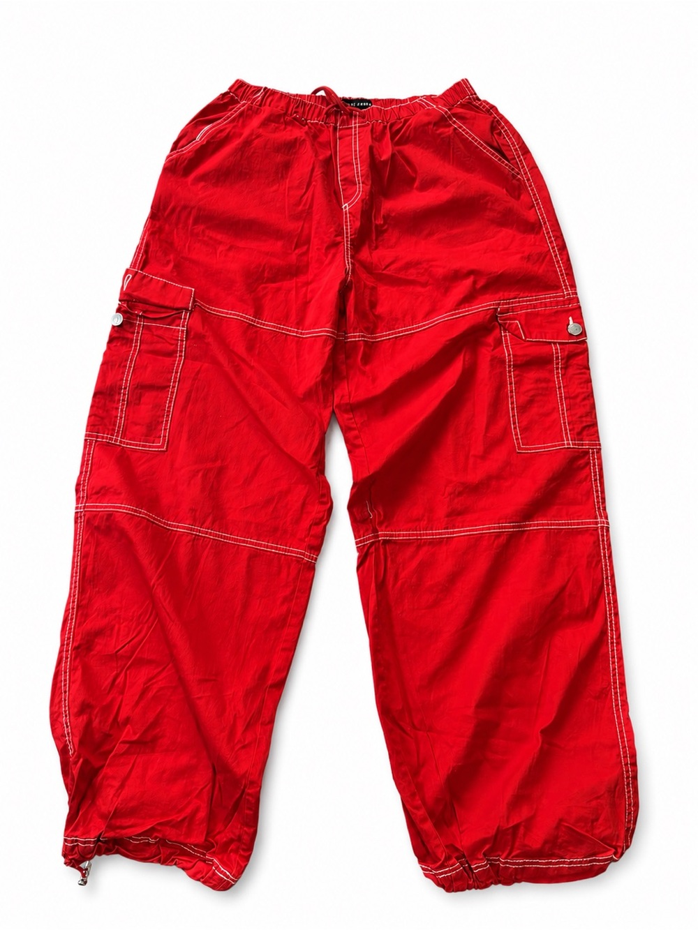 Almost Famous Red Cargo Parachute Pants Size M